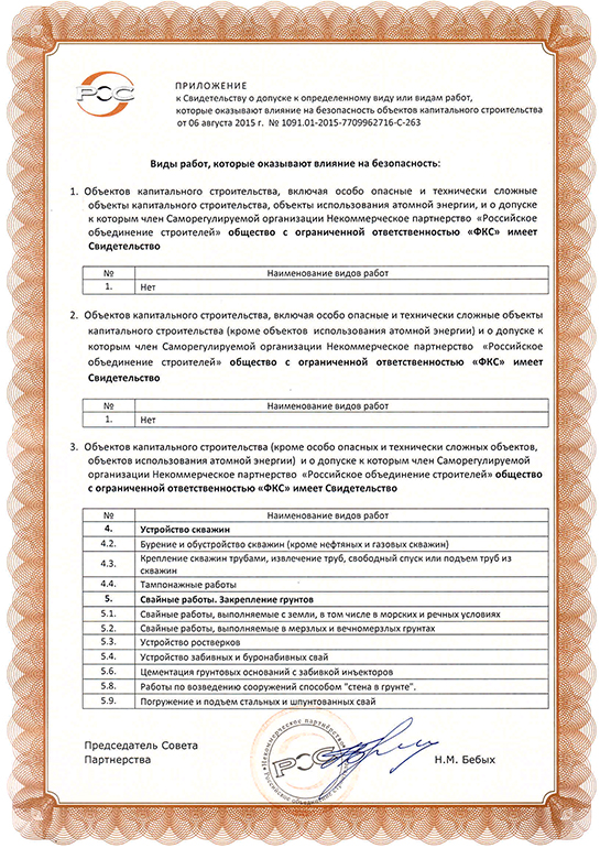 Свидетельство СРО ООО «ФКС-Спасск-Рязанский»